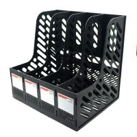 欧标文件框四联加厚书架桌上学生简易书立文件夹文件 四联黑色 B2787