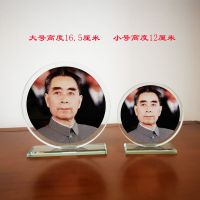 周恩来摆设纪念品礼物收藏品周总理画像工艺品模型装饰品玻璃摆设 大号16.5厘米