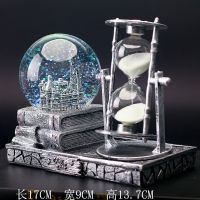 发光水晶球沙漏创意复古铁塔节日生日礼物送女生男生闺蜜桌面摆件 复古银色-带灯 安全包装