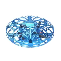 UFO感应飞行器遥控飞机四轴无人机小型智能悬浮飞碟儿童玩具男孩 宝石蓝[感应飞行+特技玩法]