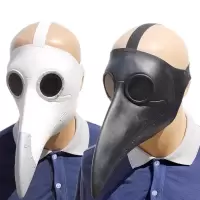 跨境万圣节瘟疫医生鸟嘴面具朋克Mask舞会派对道具吓人鹰嘴玩具 白色