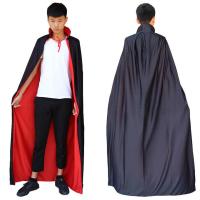 万圣节披风男女cosplay演出服装道具恶魔吸血鬼斗篷死神魔法师袍 90cm(身高100-130cm) 双层立领红黑披风