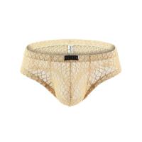 全透明蕾丝性感小平角裤外贸欧码男士内裤半包臀四角裤欧码偏大 肤色 S 2.1尺-2.4尺(110)