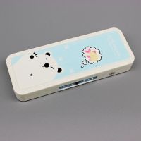 卡通塑料双层铅笔盒多功能密码文具盒可爱男女学生儿童简约收纳盒 北极熊