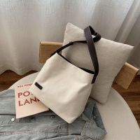 日系简约帆布袋女包潮休闲包单肩包女环保袋时尚百搭大容量购物袋 [SH-0258]白色单包