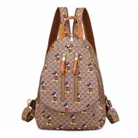 双肩包女新款米奇2021新款韩版旅行包时尚背包pu软皮百搭小背包 米奇双拉链关注店铺送礼品