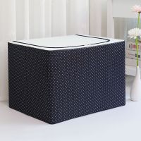 装衣服收纳箱特大号牛津布纺布艺整理折叠衣柜储物箱家用带盖神器 72升【蓝点私密款】无纺布