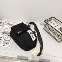 新款斜挎包男潮牌时尚休闲帆布男士单肩包轻便胸包大容量斜跨背包 黑无挂件(关注店铺送小礼物)