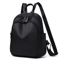 [精致绣花]牛津布双肩包女2020新款潮韩版时尚旅行帆布背包女包 816黑-单包