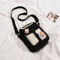 夏天防水小布包韩版原宿风ins包包女2020新款潮流百搭单肩斜挎包 防水小布包-黑色 单包无配饰