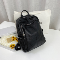猫猫包袋2021新款背包简约黑色双肩包女潮流韩版百搭女包学生书包 款一【无挂件】