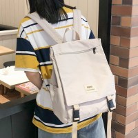 韩国ins学院风双肩包 日系原宿古着感少女书包简约百搭学生背包女 米白色