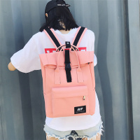 书包女学生韩版ins背包港风日系双肩包学院风帆布bf电脑包男情侣 粉色小号