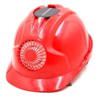 防砸安全帽带风扇工地遮阳防晒太阳能充电透气夏季工程头盔神器帽 充电太阳能风扇安全帽红色