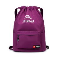 2020新款双肩包男女休闲背包旅游旅行学生书包抽绳抽带大容量背包 紫色