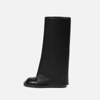 老喵的店 真皮靴子女夏2021新款长筒靴裤管靴不过膝骑士高筒靴女 黑色(单里) 35