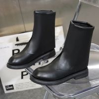 郭采洁任敏同款圆头裤管靴炸街不过膝长筒靴女直筒瘦瘦靴骑士靴 黑色短筒 35 标准码