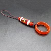 玛瑙戒指手机链 玉髓指环手机扣挂件包挂钥匙链 男女通用手机挂绳 红色玛瑙 1个