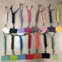 通用手机壳挂绳斜跨防丢可伸缩多功能万能吊绳皮质卡片五金钥匙扣 大红*