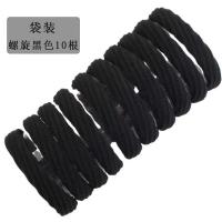 高弹力加粗发绳扎头发橡皮筋成人发圈简约无接缝头绳扎马尾发饰女 10根螺旋款黑色 袋装