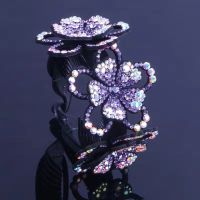 丸子头盘发器扎头发头饰品韩国水钻头花蓬松懒人盘头发神器花苞头 紫罗兰渐变小号