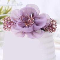 发夹后脑勺弹簧夹发卡花朵古风流苏头饰韩式少女马尾一字夹顶夹子 紫色不带流苏款