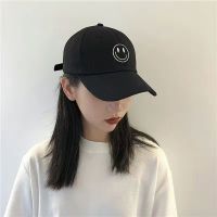 帽子男女春夏防晒遮阳鸭舌帽学生秋冬韩版休闲棒球帽 笑脸[黑色] [单个]不送