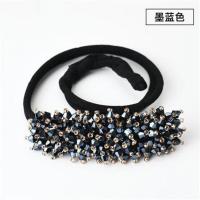 丸子头水钻水晶盘发器韩国发带头饰造型器百变蓬松花苞头扎头发饰 水晶盘发器墨蓝色