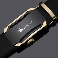 保罗POLO皮带男士真皮腰带自动扣牛皮裤带商务百搭青年中年韩潮流 A款金色 120cm(可裁剪)