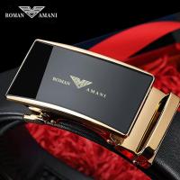 男士皮带男真皮裤腰带男真牛皮裤带男自动扣年轻人加长潮流 金色外扣[头层牛皮] 110CM