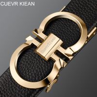 新款皮带男自动扣百搭年轻人时尚潮流休闲牛仔裤腰带品牌中年裤带 8字扣金色+黑色皮带 110CM[130斤以上都可以用]