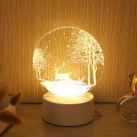 创意小夜灯床头卧室led插电少女心喂奶男生女生生日礼物ins台灯 USB单色无开关底座不发光 森林鹿