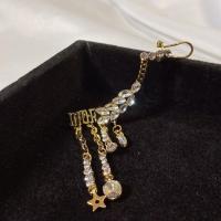 重磅推荐!迪家麦穗流苏镶钻复古耳钉精致耳夹高级感耳坠单只左耳 麦穗流苏款(左耳)