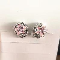 女童仿钻石宝石儿童耳环耳夹无耳洞公主水晶长款饰品玩具假耳坠子 粉色星星(无吊坠款)