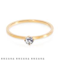 【不褪色不过敏】钛钢单钻锆石四爪钻戒情侣小钻戒包金戒指 金色5美号