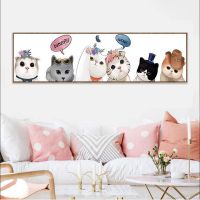 钻石画卡通儿童猫咪卧室钻石绣满钻2021新款客厅贴钻十字绣装饰画 5D十字绣款[120X35厘米]半绣