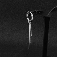 BTS防弹少年团田柾国同款长款流苏耳环男街头嘻哈耳夹2018潮新款 银色有耳洞耳扣一只价