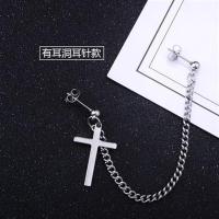 权志龙同款十字架耳钉耳坠单排两个双耳洞的连体耳链男女潮人耳环 耳针款（要两个耳洞）
