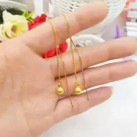 镀越南沙金耳环耳线镀金耳环长款磨砂球线耳环久不掉色耳饰饰品女 磨砂耳线长款