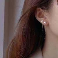 耳环新款2020年韩版流苏个性耳坠女长款不对称气质防过敏超长耳线 银色爱心