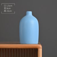 北欧创意玄关陶瓷高档摆件桌面电视柜干花插花家居房间装饰品 姿彩B款蓝色单瓶