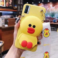 零钱包realme真我v15手机壳女硅胶RMX3092手机套REALMEV15防摔v15 黄色[小黄鸭+斜挂绳+零钱包]