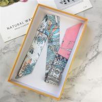 新款丝巾图案系缠绑包包手柄丝巾手提包装饰丝带女小领巾发带细长 粉色