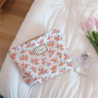 韩国夏季新款清新泡泡花化妆包大容量化妆品收纳袋时尚简约内胆包 白底桔色玫瑰