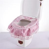 夏季欧式蕾丝花边马桶垫坐垫三件套水箱罩拉链通用双层坐便套加厚 粉红一件套马桶垫