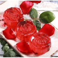 林蝶玫瑰精油皂云南手工洗脸皂洁面沐浴香皂透明鲜花瓣保湿男女生 花形玫瑰买1送1(实发2盒)