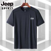 JEEP吉普t恤冰丝男短袖夏季中年大码男士短袖速干吸汗短袖T恤男 黑色 L [90-115斤]