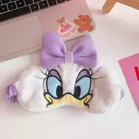 日系软绵绵少女心午睡眼罩卡通猫咪毛绒眼罩蝴蝶结遮光眼罩发带女 紫色眼罩 束发带两用款