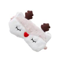 立体圣诞麋鹿小恶魔遮光眼罩可爱卡通动物毛毛绒秋冬睡眠眼罩 驯鹿眼罩