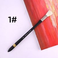 羊毛刷水彩画笔板刷 国画底纹笔羊毫毛笔平头刷 水粉笔刷软毛排刷 1号[单支]
